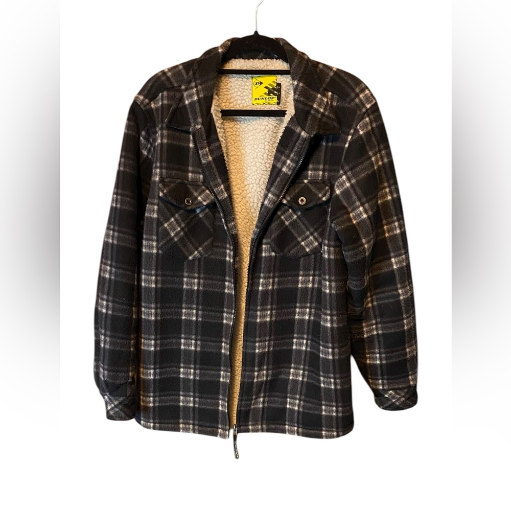 Dunlop Black and Gray Utility Plaid Jacket Size Large - Picture 7 of 7
